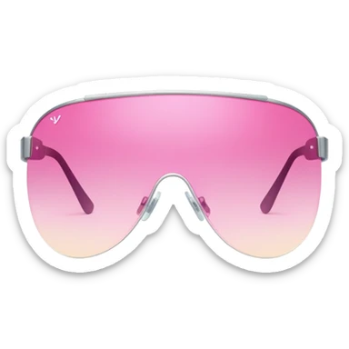 retro Y2K shield visor sunglasses with pink gradient lens, frameless sticker
