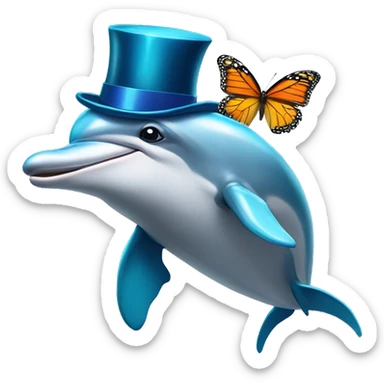 dolphin with butterfly wings and a top hat sticker