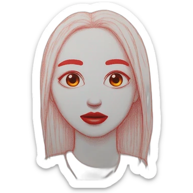 Drawing sketch on paper red crayon sticker