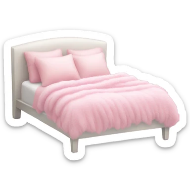 White bed with pink fluffy blanket and pink pillows  sticker