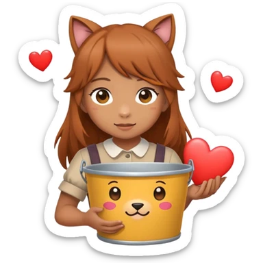 Raphtalia handing a bucket of heart emojis  sticker