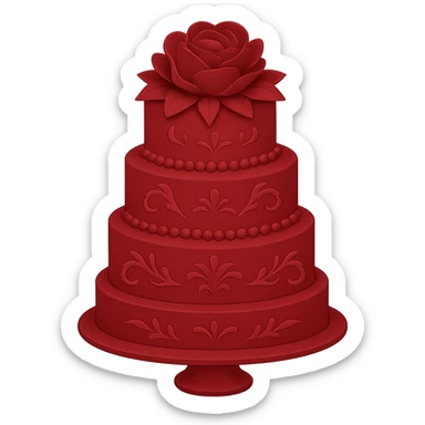 Remove gold accents from the red wedding cake with floral decorations. Keep the background transparent. The original style is emoji style, so maintain a simple and concise emoji-like appearance. sticker