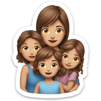 Brown hair girl with boy and baby girl  sticker