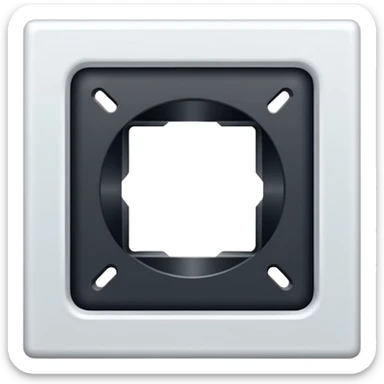 White rotated square (45°) with a centered square hole, solid bright blue background, flat vector style, no text, no shadow, 512x512 PNG. sticker