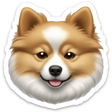 sleeping pomeranian-spitz mix light brown and white with gray ears sticker