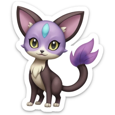 Smooth Soft Dark Pastel Meloetta-Purrloin-Gatomon-Trico-Pokémon-Digimon-Fakémon-fusion-hybrid-creature sticker