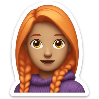 Girl with straight orange hair and a purple sweater sticker
