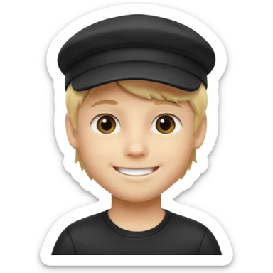 Ragazzo biondo con cappello nero con visiera sticker