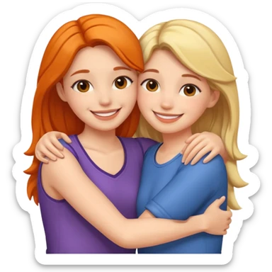 Two female friends hugging sticker