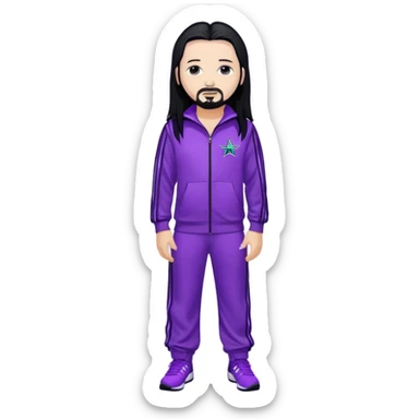 Jonathan Davis long black hair, sequin purple Adidas outfit sticker