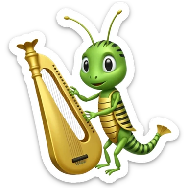 grasshopper playing lyre sticker