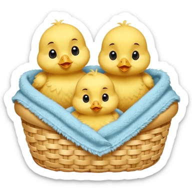 Two baby chicks cuddling in bed sticker