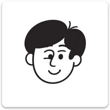 Simple sketch of a stoned face with squinty eyes and a content smile sticker