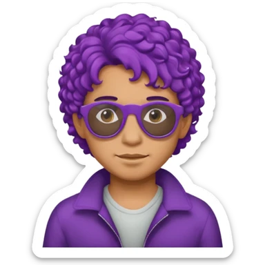 purple haired, curly haired mexican boy with sunglassess sticker
