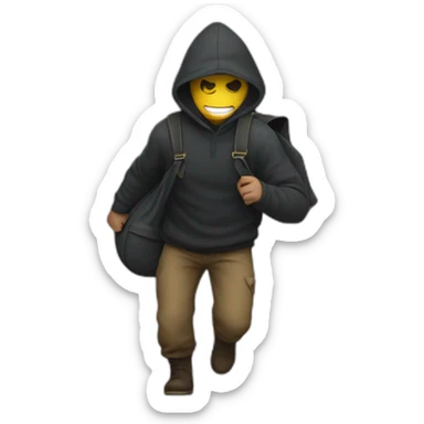 emoji of a thief carrying a bag of money on his back sticker