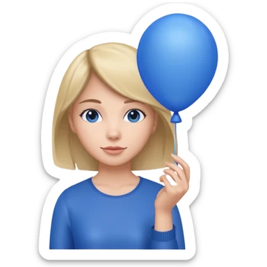 Woman with blue balloon sticker