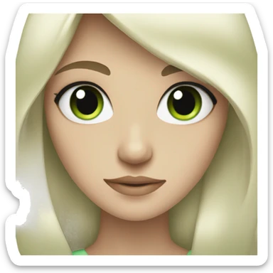 Strong pale girl with black hair and green eyes sticker