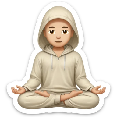 Person meditating wearing light colored hood sticker