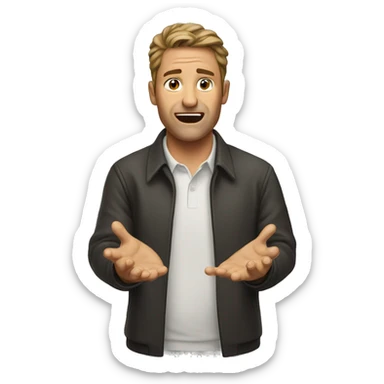 the man throws up his hands sticker