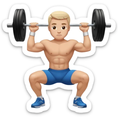 white man doing squat workout, athletic pose sticker