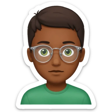 Garçon brun, des yeux verts foncés et des lunettes rectangulaires transparentes sticker