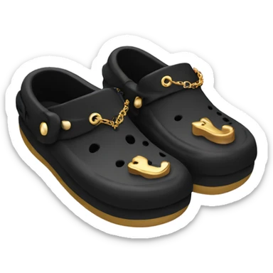 Black crocs with gold charms  sticker