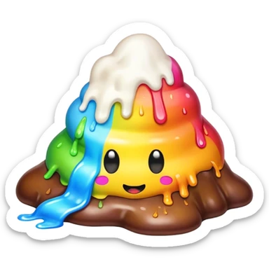 melted rainbow poop landscape  sticker