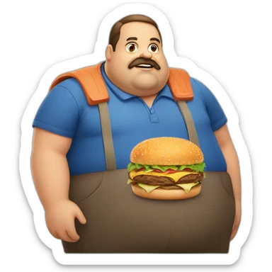 Big Fat man Portuguese with burger sticker