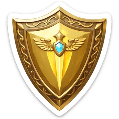 fantasy magic heavenly golden shield low poly sticker
