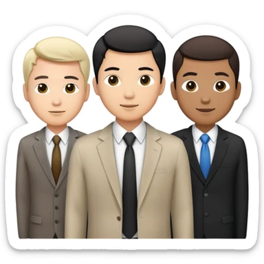 2 white men, 1 black man, and 1 Asian man in business clothing sticker
