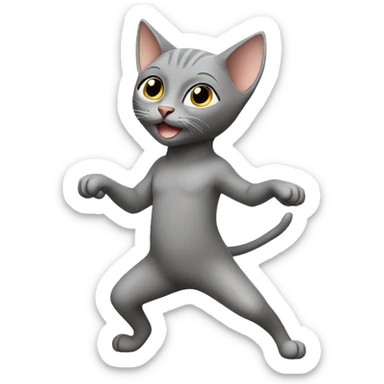 Gray hairless cat dancing  sticker