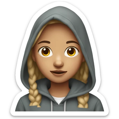 A 11 eleven year old girl wearing a hoodie sticker