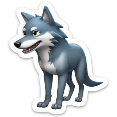 Shiny Wolf with a shark tail and a shark fin on back Full Body sticker