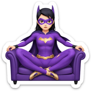 Hot full size real-appearance racing action Darkness BatGirl’s midnight-purple tight outfit sixty’s tv show 1992 stealth retro cat burglar sporty petite off-road pursuit mobile cruiser car rose gold accents (black hair,reclined and relaxed seating position and attitude) sticker