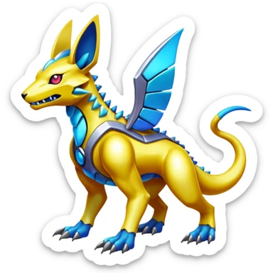  exotic colorful Protogen-Fakémon-Pokémon-Spectrobes-Digimon-Vernid-creature (full body) sticker