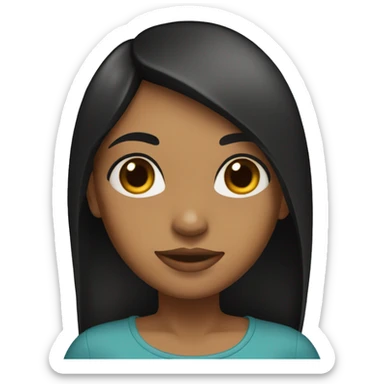 Brown girl with long straight black hair, brown eyes a d sticker