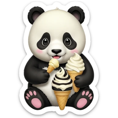 Panda eating ice cream sticker