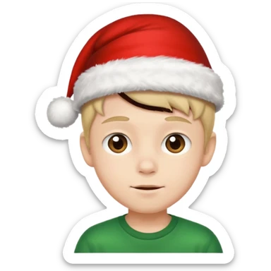 Christmas hat on a cute boy head sticker
