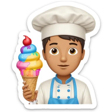 Male Chef with giant ice cream cone sticker