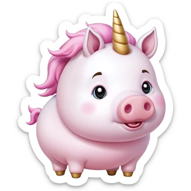 unicorn with a little pig sticker