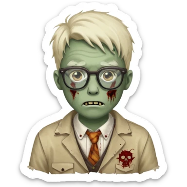 Zombie nerd sticker