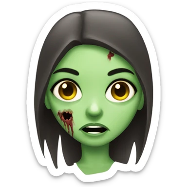 Brunette zombie girl in horror zombie green  sticker