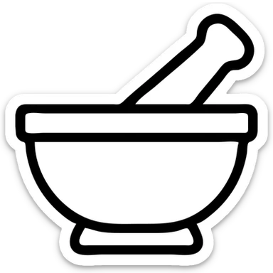 pharmacy symbol, classic mortar and pestle, minimal color, easy to identify sticker