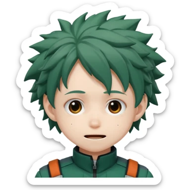 deku from my hero academia with a cute expression sticker