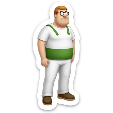 peter-griffin-family-guy, white t-shirt green pants sticker