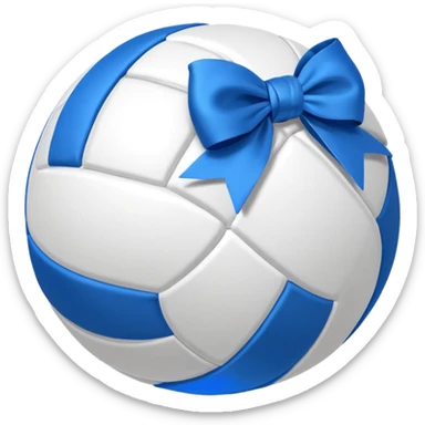 White volleyball with a blue bow  sticker