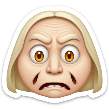 Angry face with droopy eyes and buckteeth showing sticker