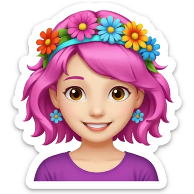 girl with flower hair band  sticker