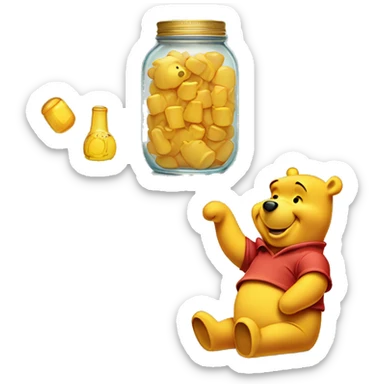 Winnie the Pooh with hunny jar  sticker