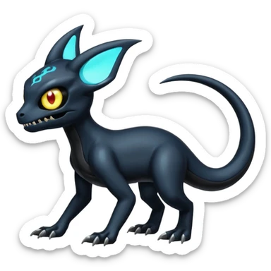 Shiny Evil Vintage Duskull-Salandit-Umbreon-Fakémon-hybrid-creature (full body)  sticker